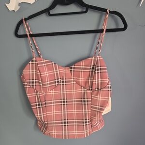 Timing Pink Plaid Sleeveless Top